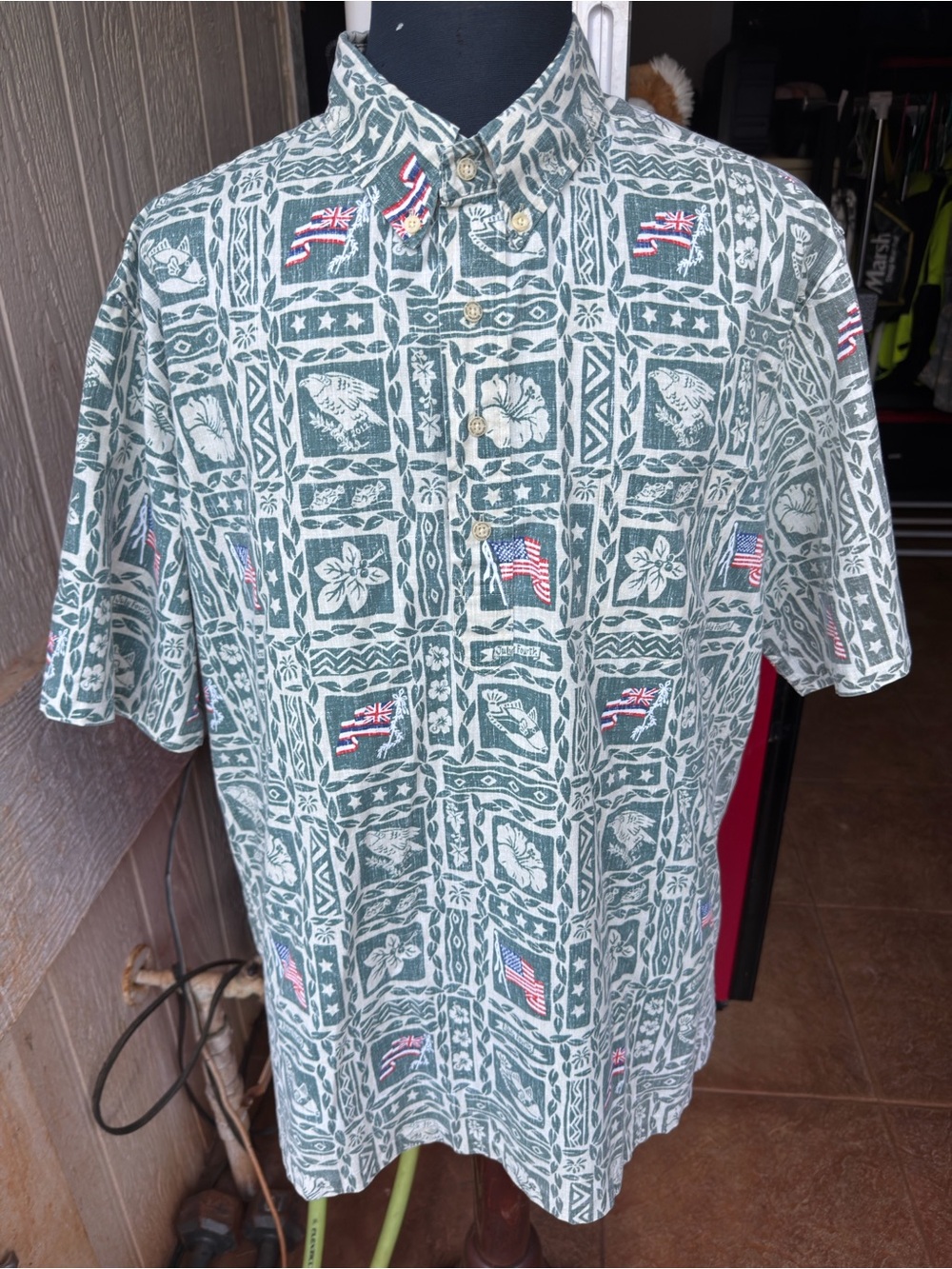 PreOwned Reyn Spooner Hawaiian Shirt Forth Of July 2012 Pullover Men's XXL